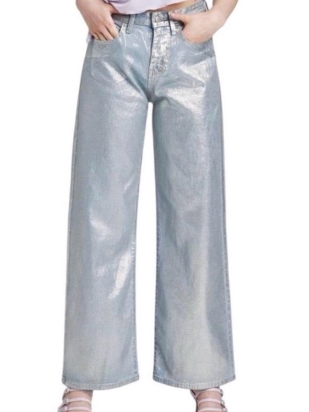 Wild Fable metallic wide leg denim pants